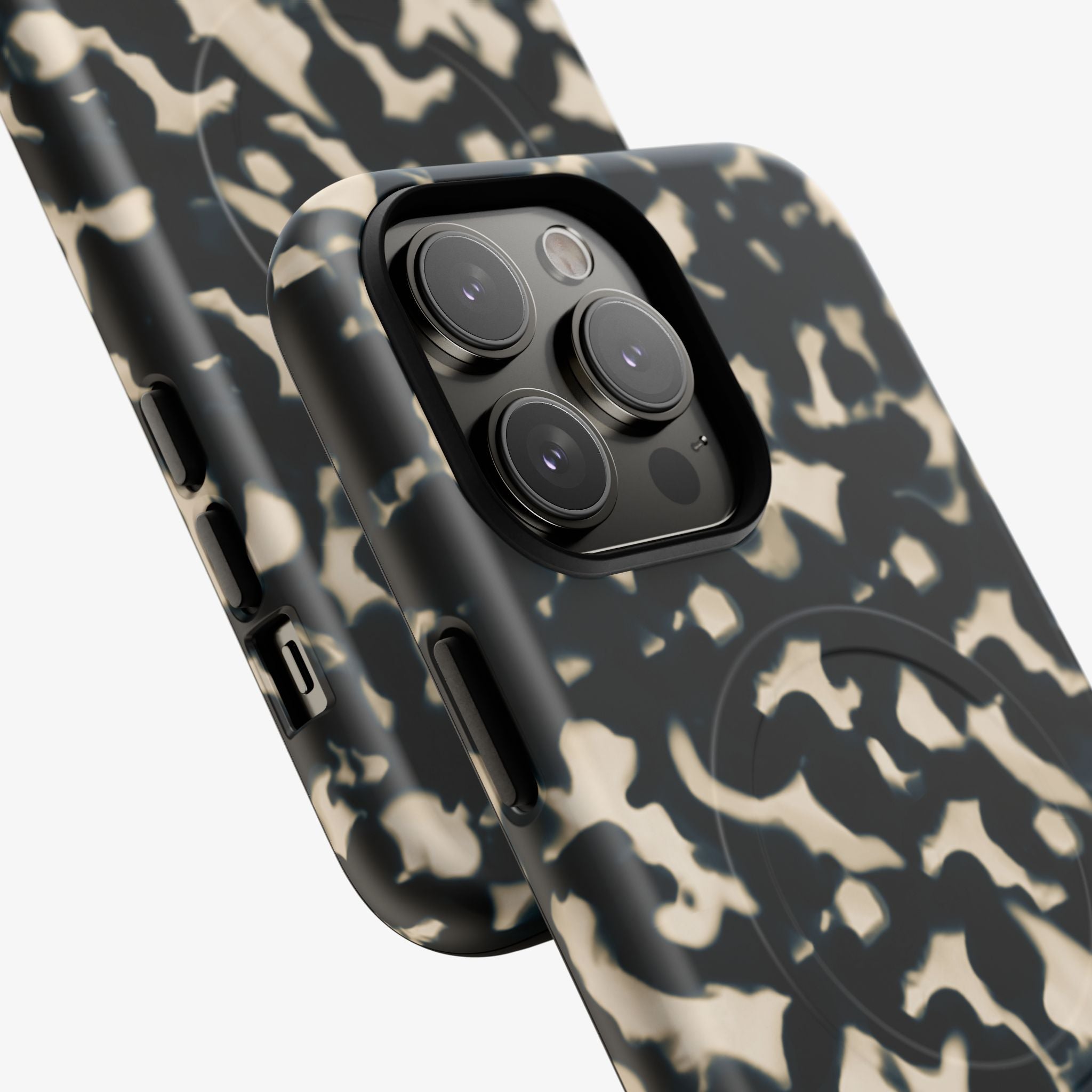 Tortoise Twist (Ivory) Signature Series phone case with MagSafe cutouts and glossy tortoise pattern.