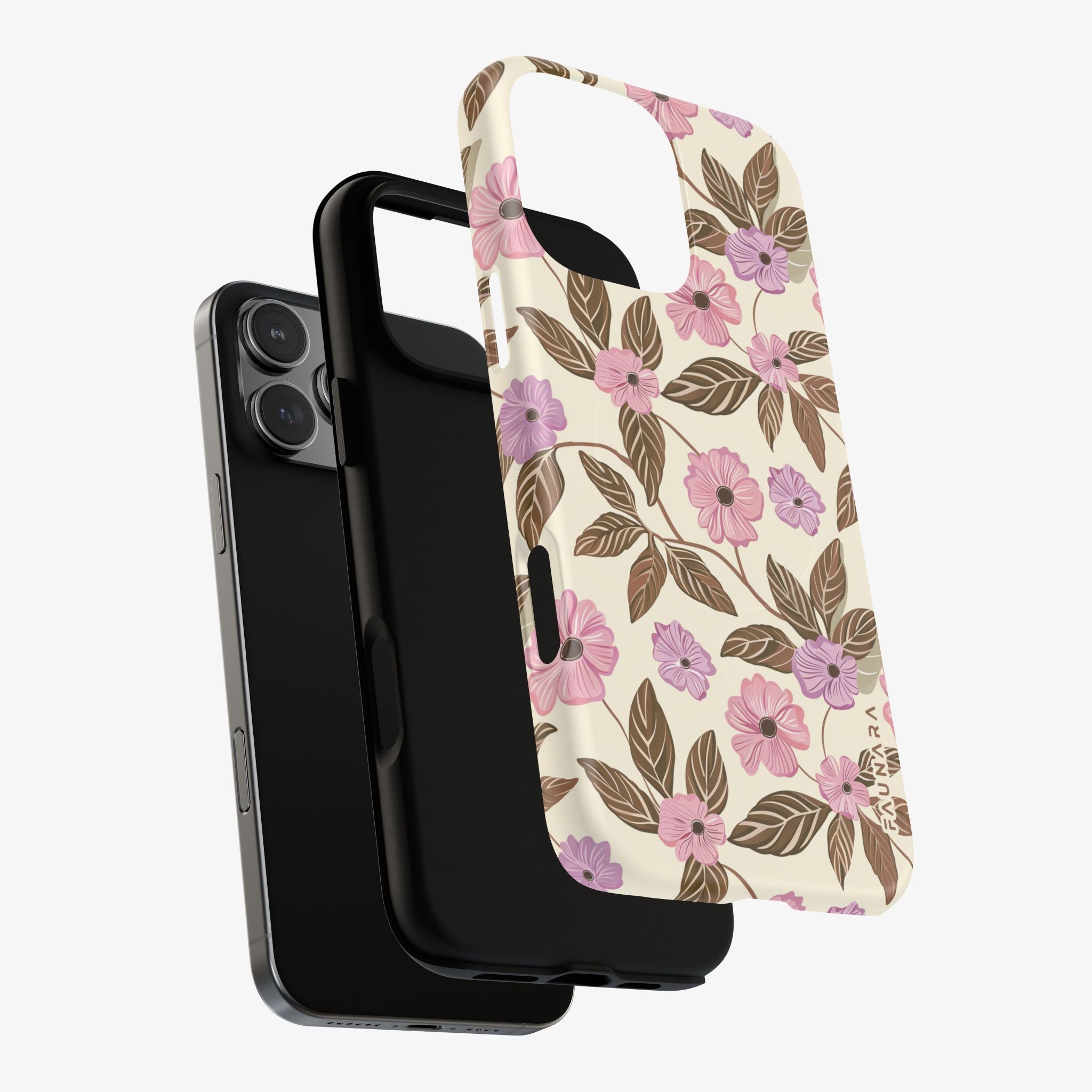 Floral Fable | Signature Series Phone Case (MagSafe) glossy pink and purple floral phone case with MagSafe rings