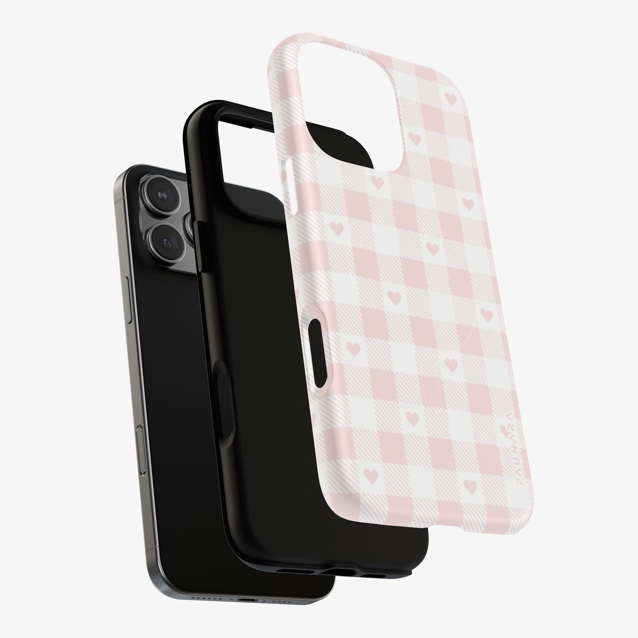Heartfelt | Signature Series Phone Case (MagSafe) pink glossy phone case with checkered hearts pattern.