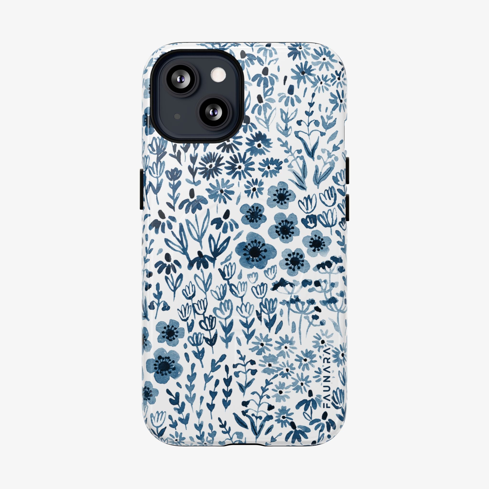 Bloomfield (Indigo) Signature Series phone case with blue florals, for MagSafe, glossy look