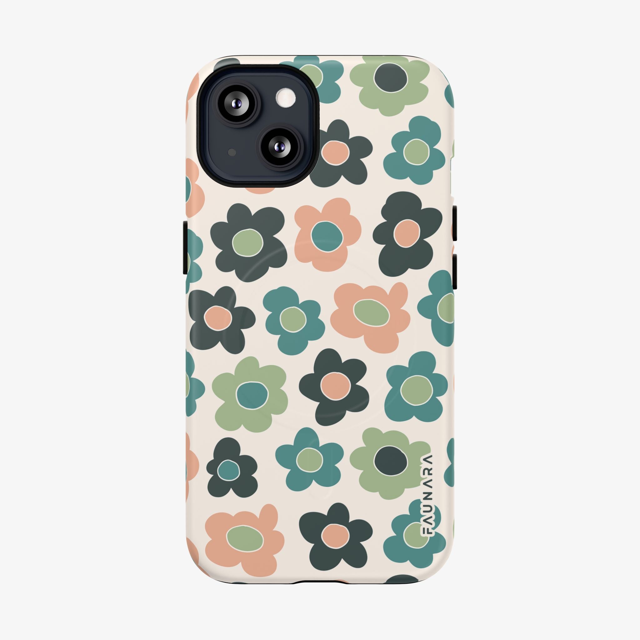 Phone case with retro groovy floral pattern