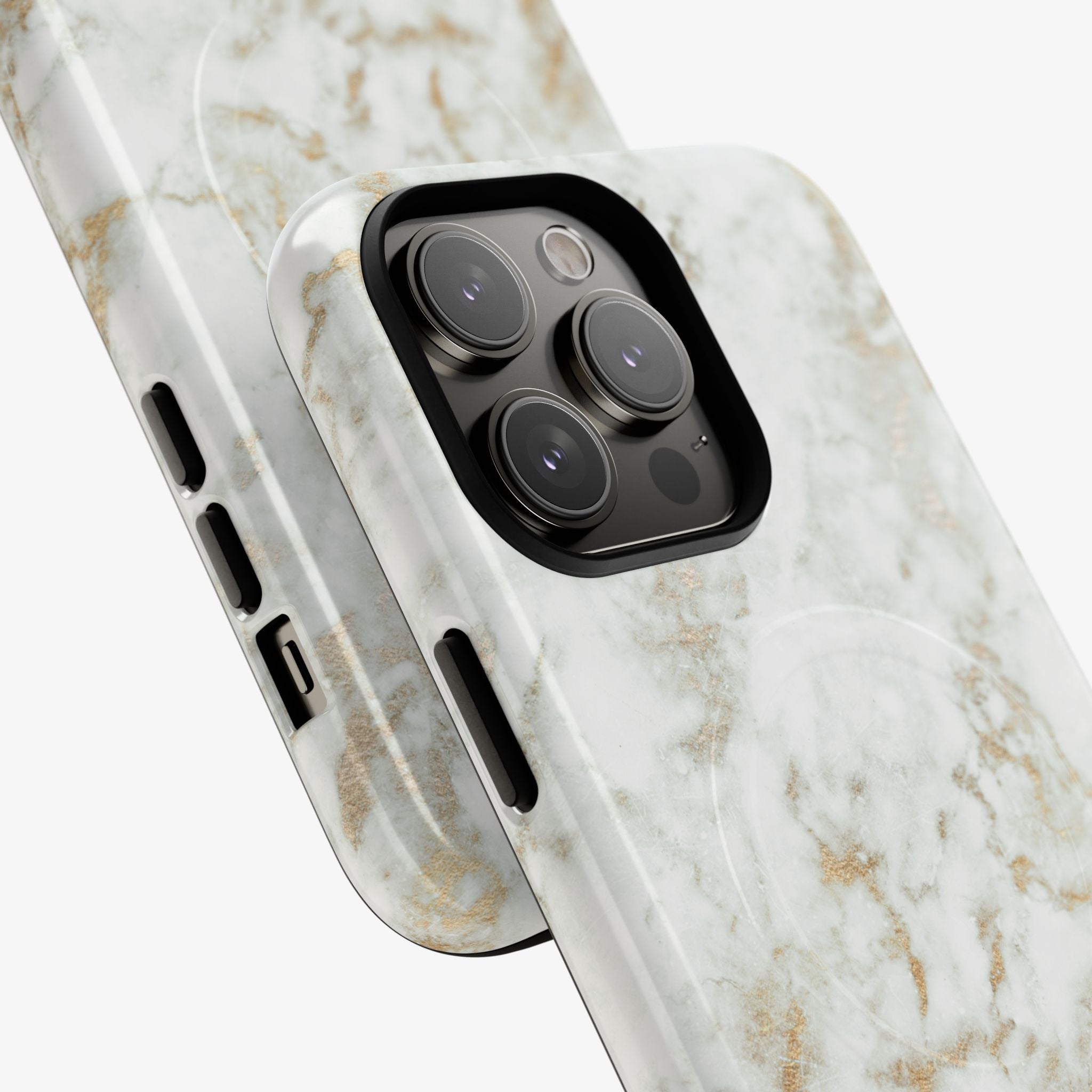 Palazzo Signature Series Phone Case (MagSafe) phone case in glossy white marble stone veining with MagSafe rings