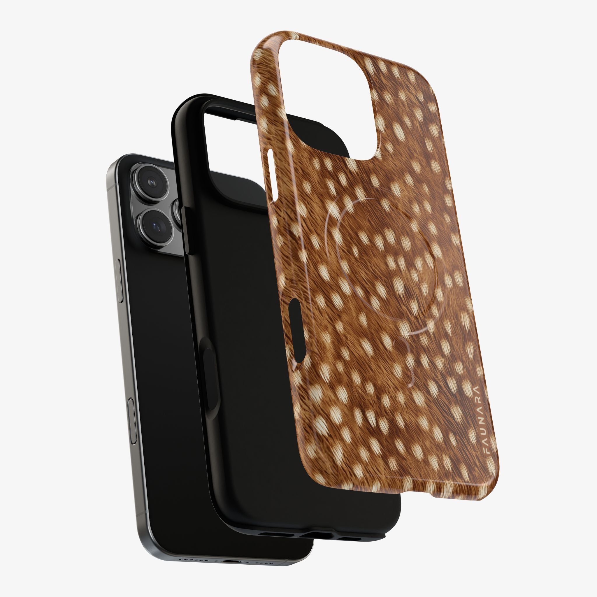 Hartwood | Signature Series Phone Case (MagSafe) phone case in warm neutral glossy animal print, curved corner