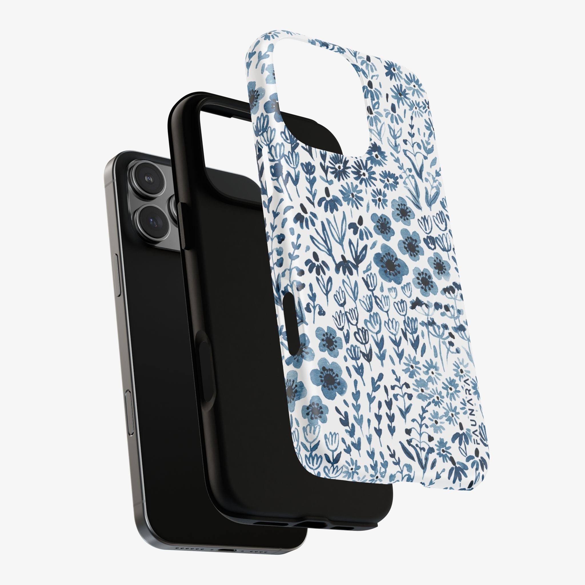 Bloomfield (Indigo) | Signature Series Phone Case (MagSafe), blue floral phone case with glossy black sides