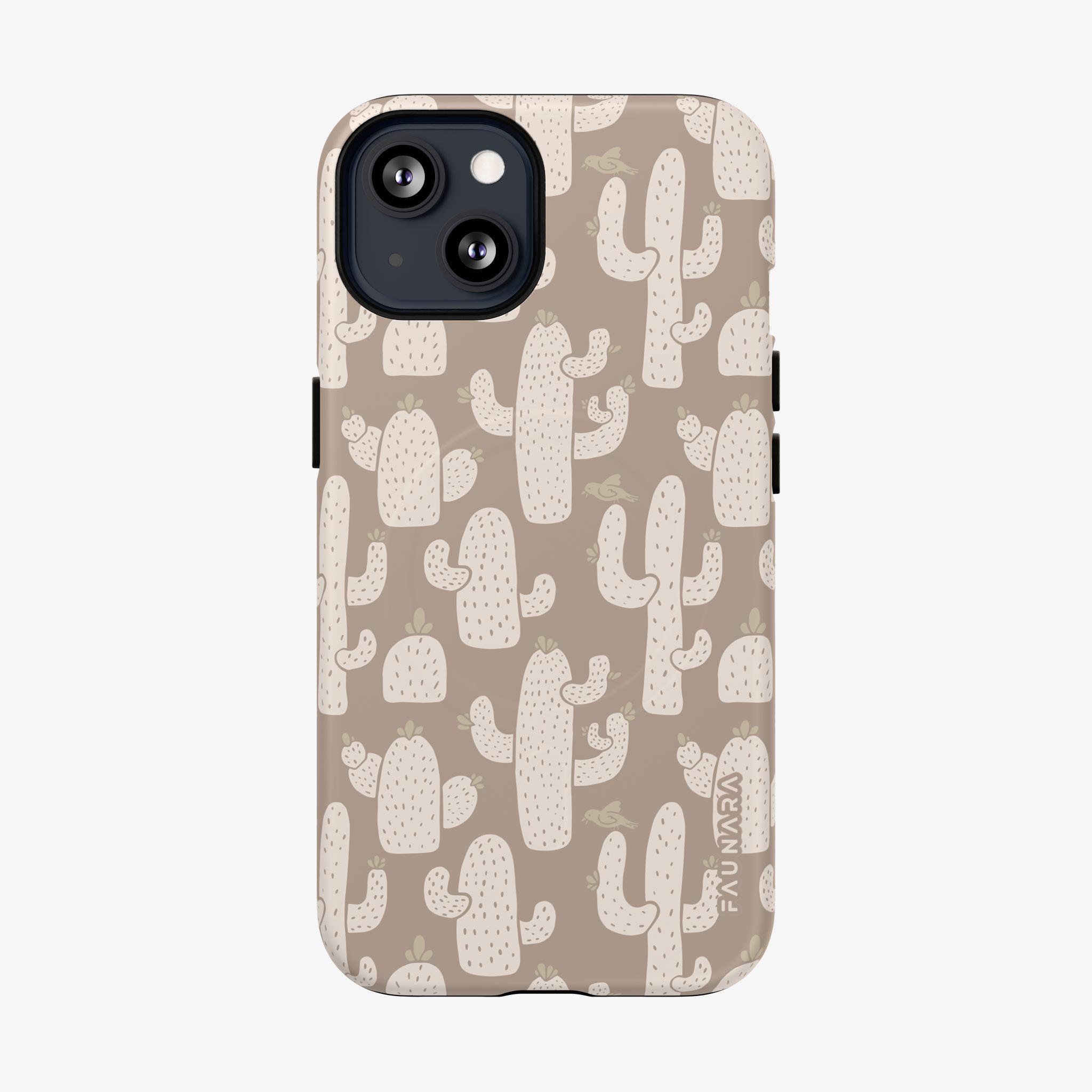 Phone case with cactus pattern on a beige background