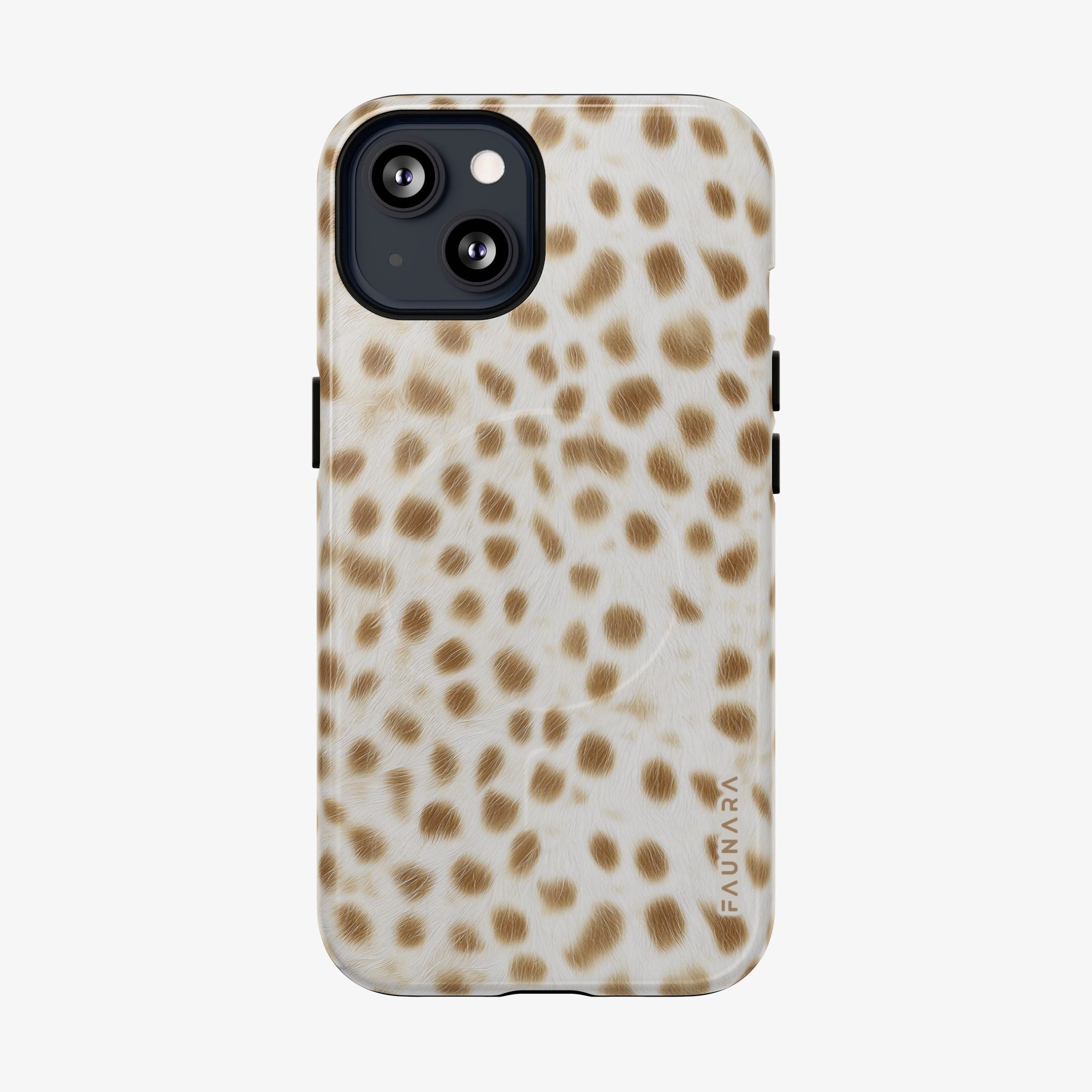 Ivory Prowl | Signature Series Phone Case (MagSafe) in warm neutral leopard print, glossy phone case.