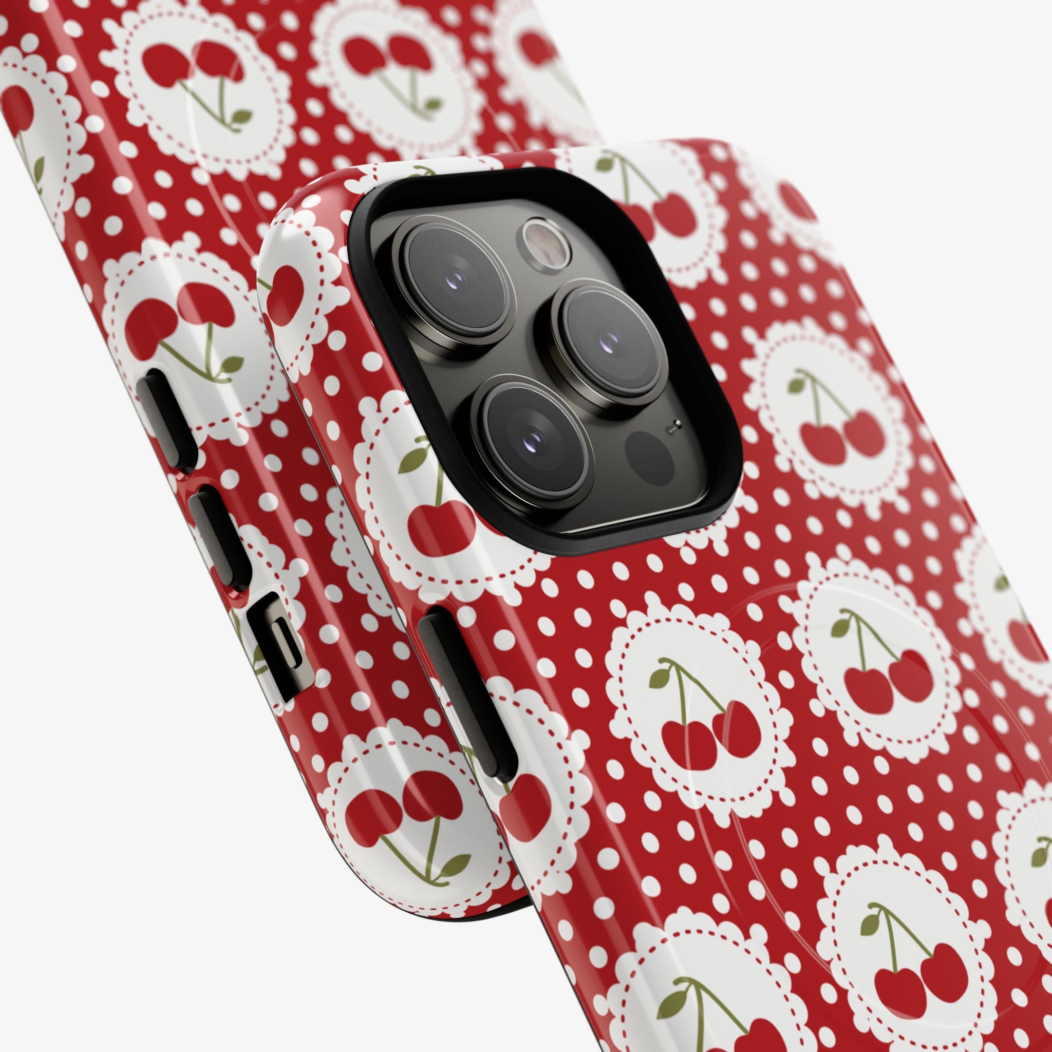 Picnic Preserves (Crimson) Signature Series Phone Case (MagSafe) glossy phone case in red cherries