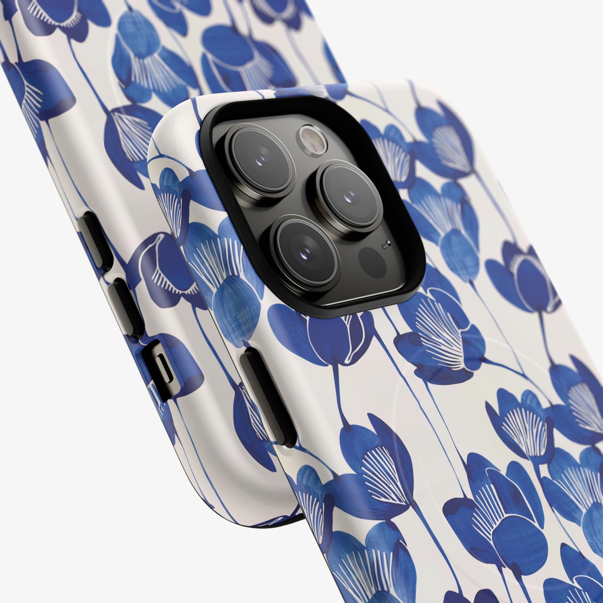 Dynasty - Signature Series Phone Case (MagSafe) blue floral phone case glossy finish, with triple camera cutouts.