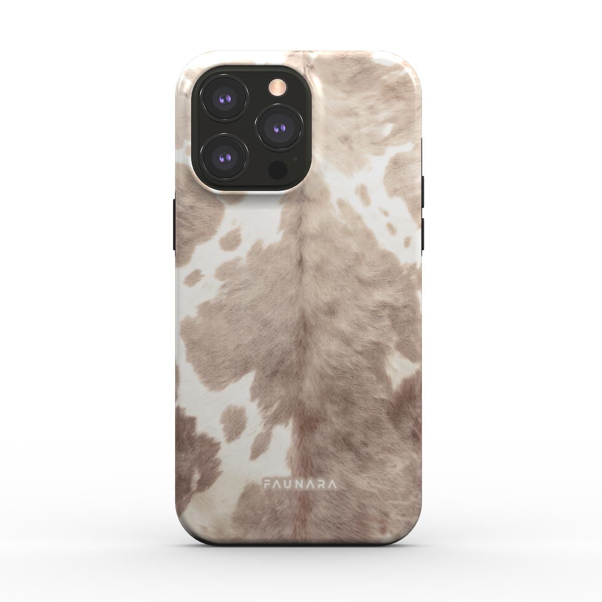 Champagne Velvet | Classic Series Phone Case (MagSafe) by Podbase, phone case in warm neutral animal print velvet.