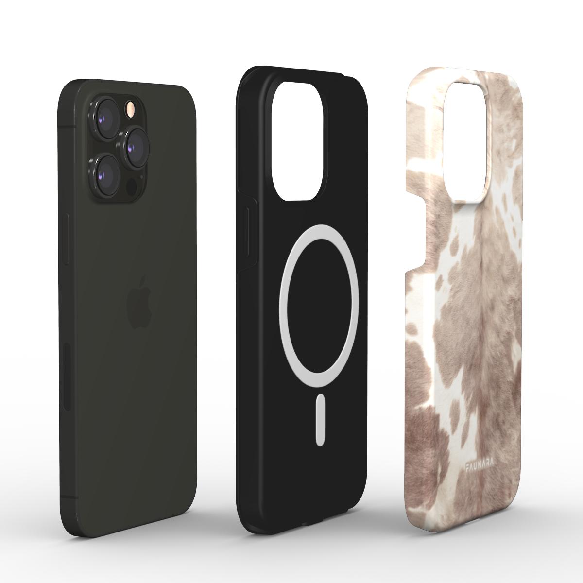 Champagne Velvet | Classic Series Phone Case (MagSafe) by Podbase, phone case in warm neutral animal print velvet.