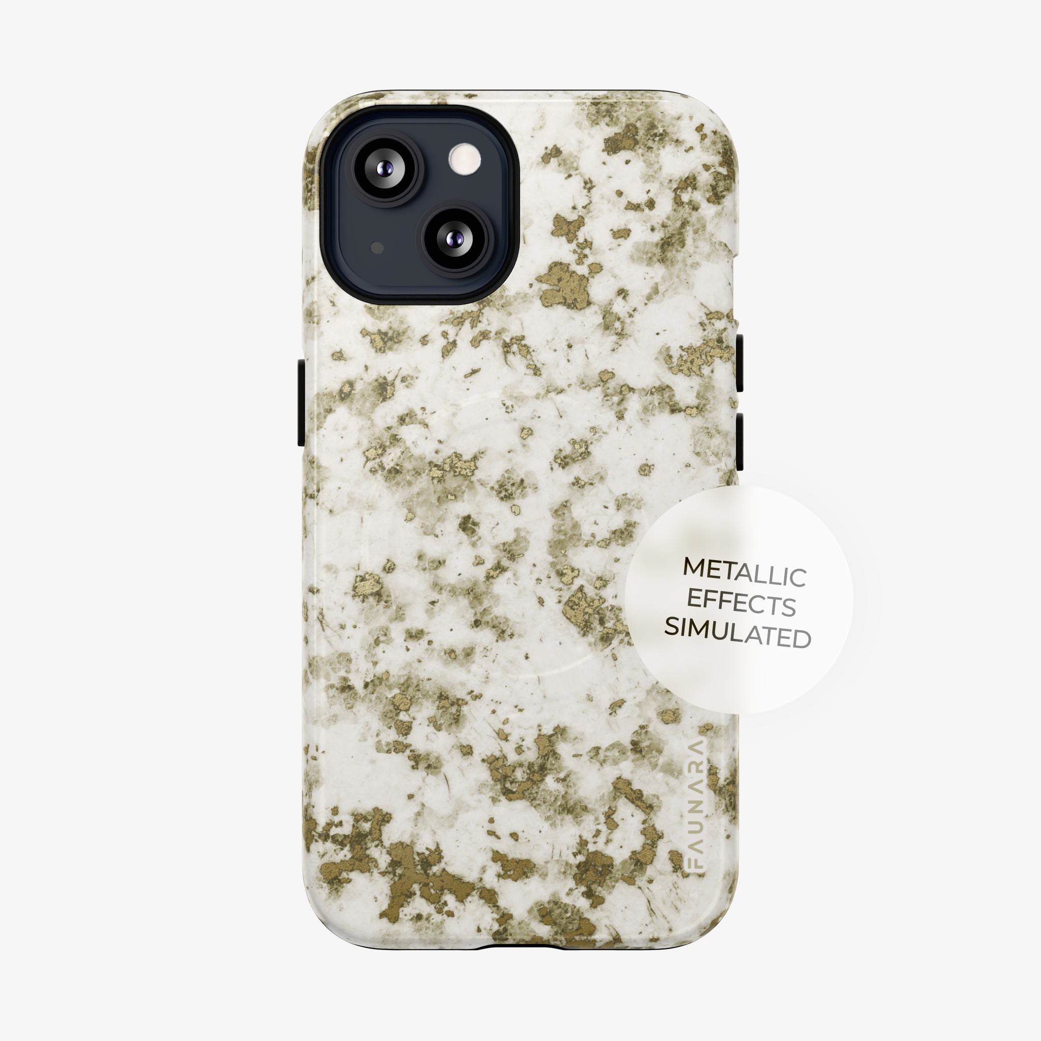 Antique Ore Signature Series Phone Case (MagSafe) shows a glossy green marble stone phone case with gold flecks
