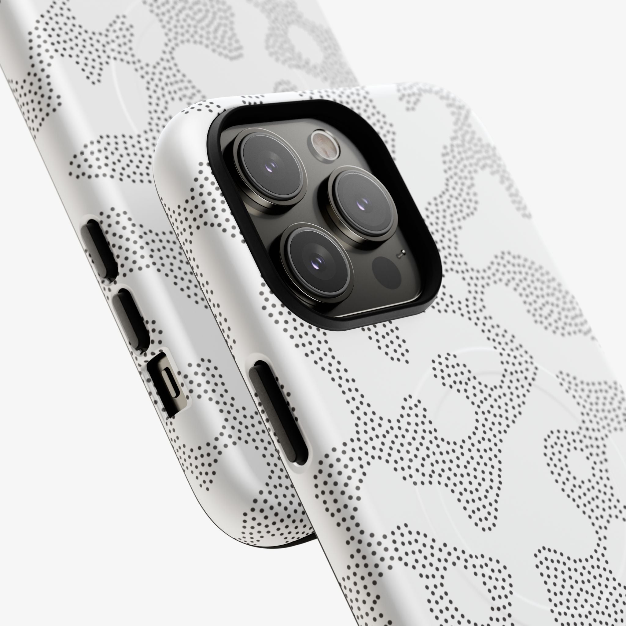 Stealth (Frost) Signature Series phone case in frosty gray with glossy dotted pattern near camera lenses