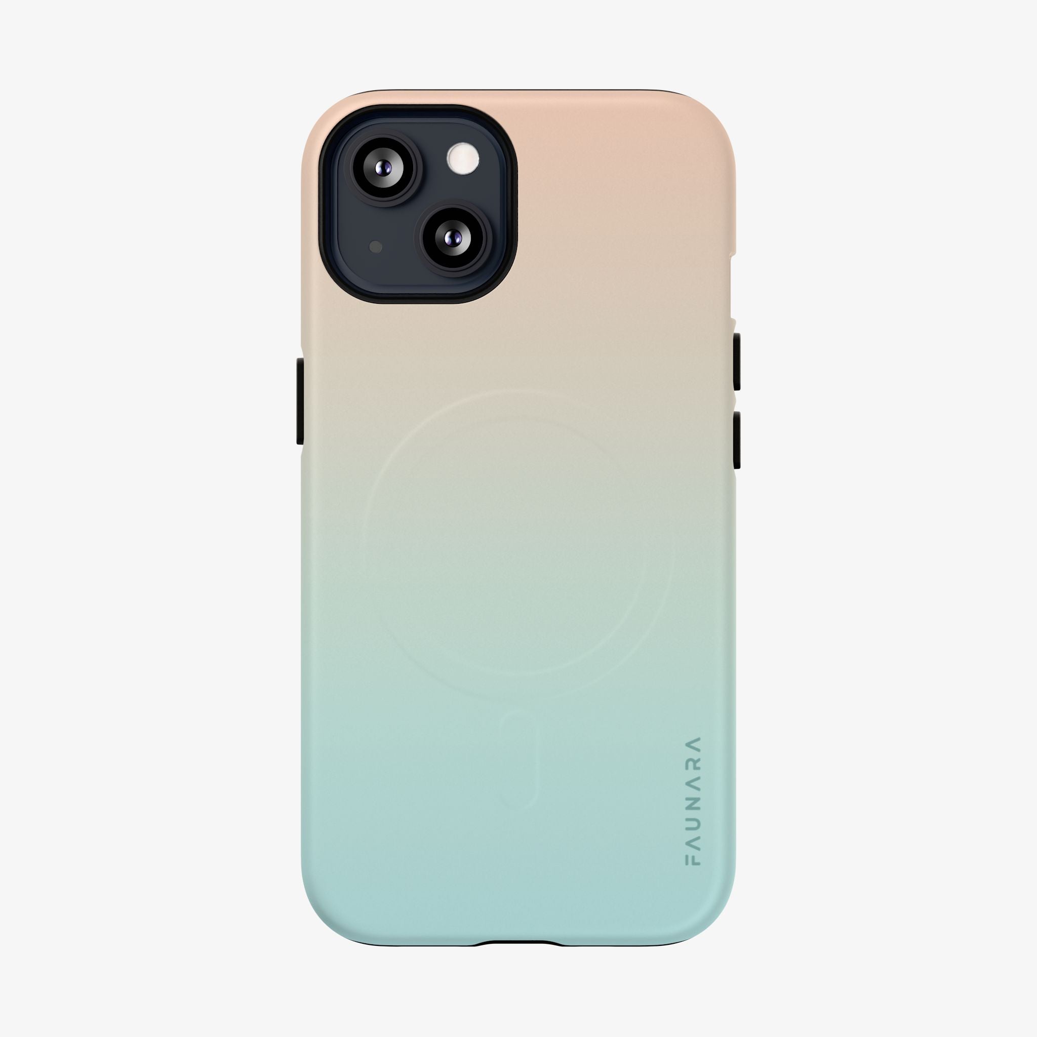 Gradient phone case transitioning from beige to light blue