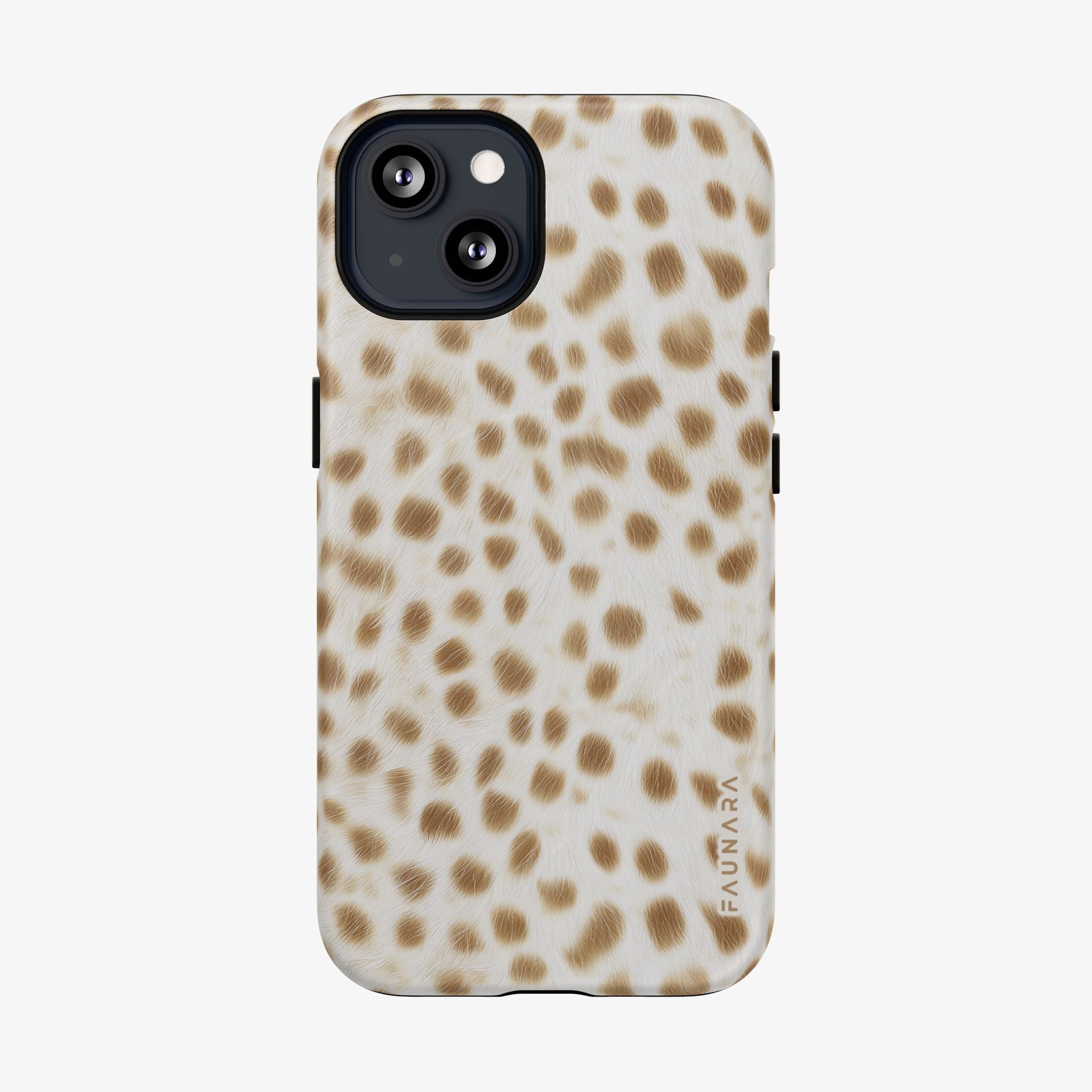 Phone case with a spotted pattern on a white background
