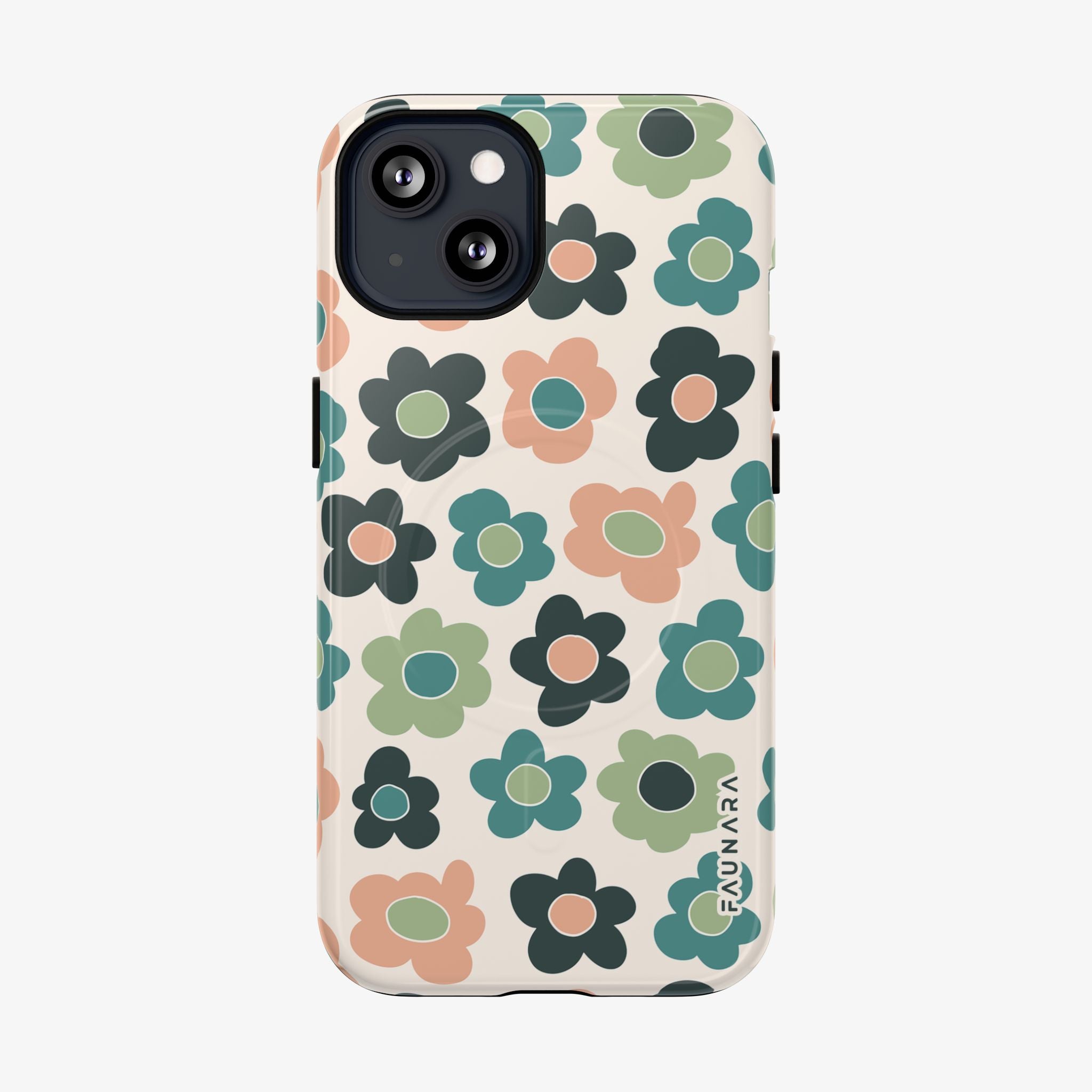 Groovy Garden Signature Series Phone Case (MagSafe) phone case with multicolor floral pattern and green tones, glossy shell.