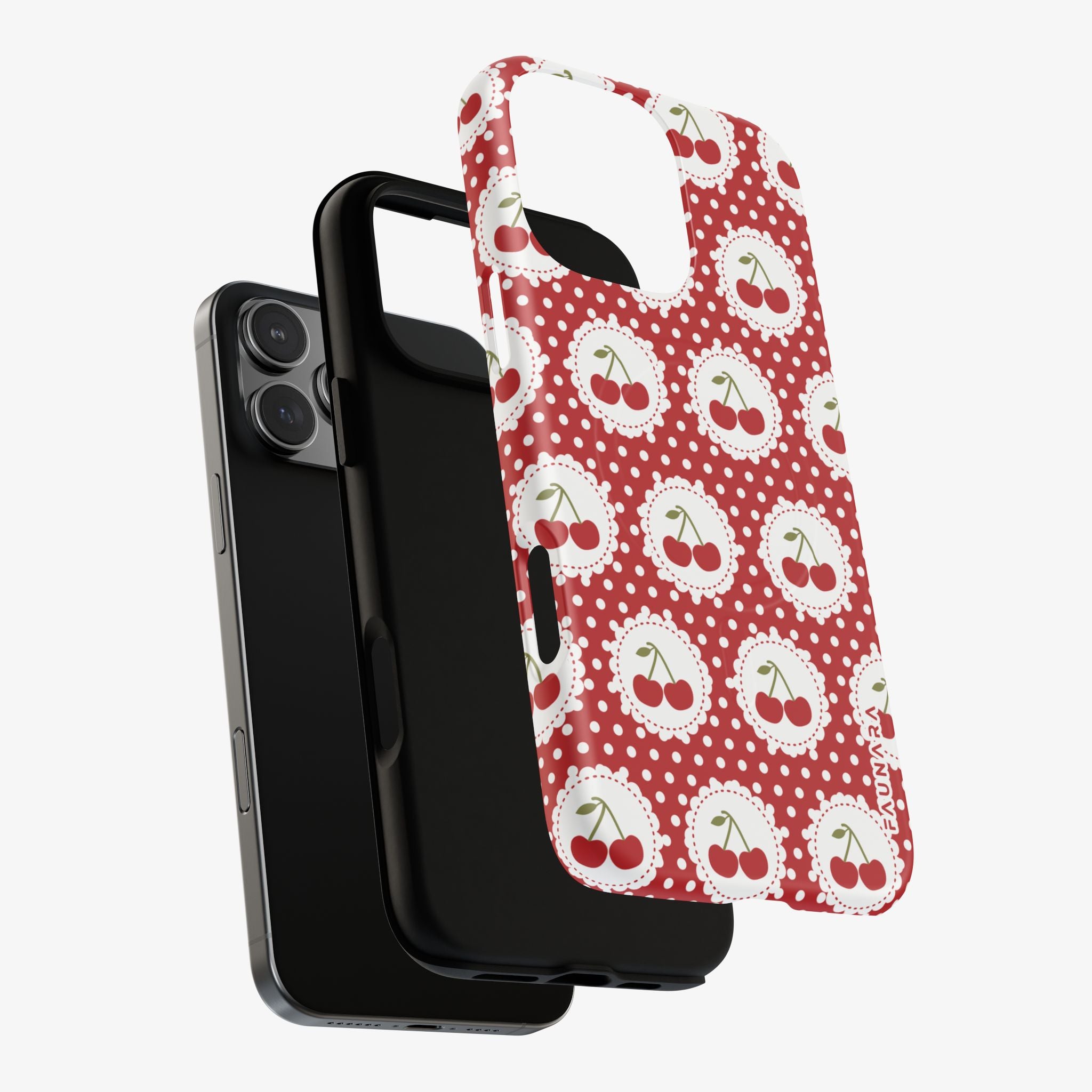 Picnic Preserves (Crimson) | Signature Series Phone Case (MagSafe) red phone case with glossy cherry pattern.