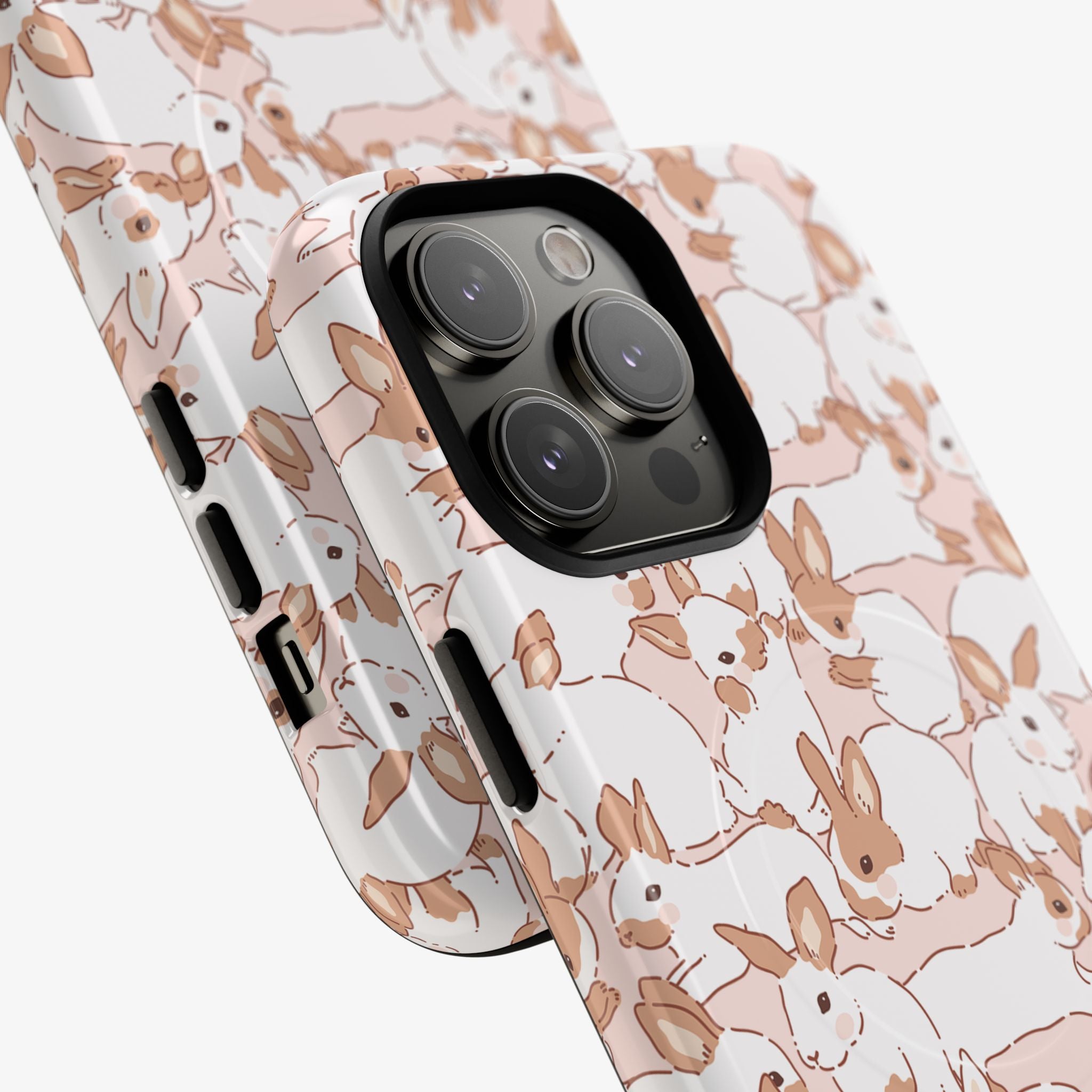 Hopscotch (Petal) | Signature Series Phone Case (MagSafe) pink phone case, glossy finish with petal rabbit pattern.
