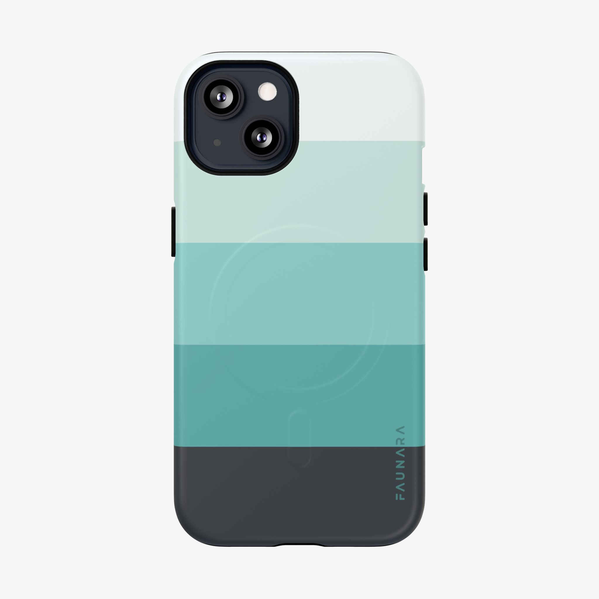 Phone case with a block gradient design from light to dark blue