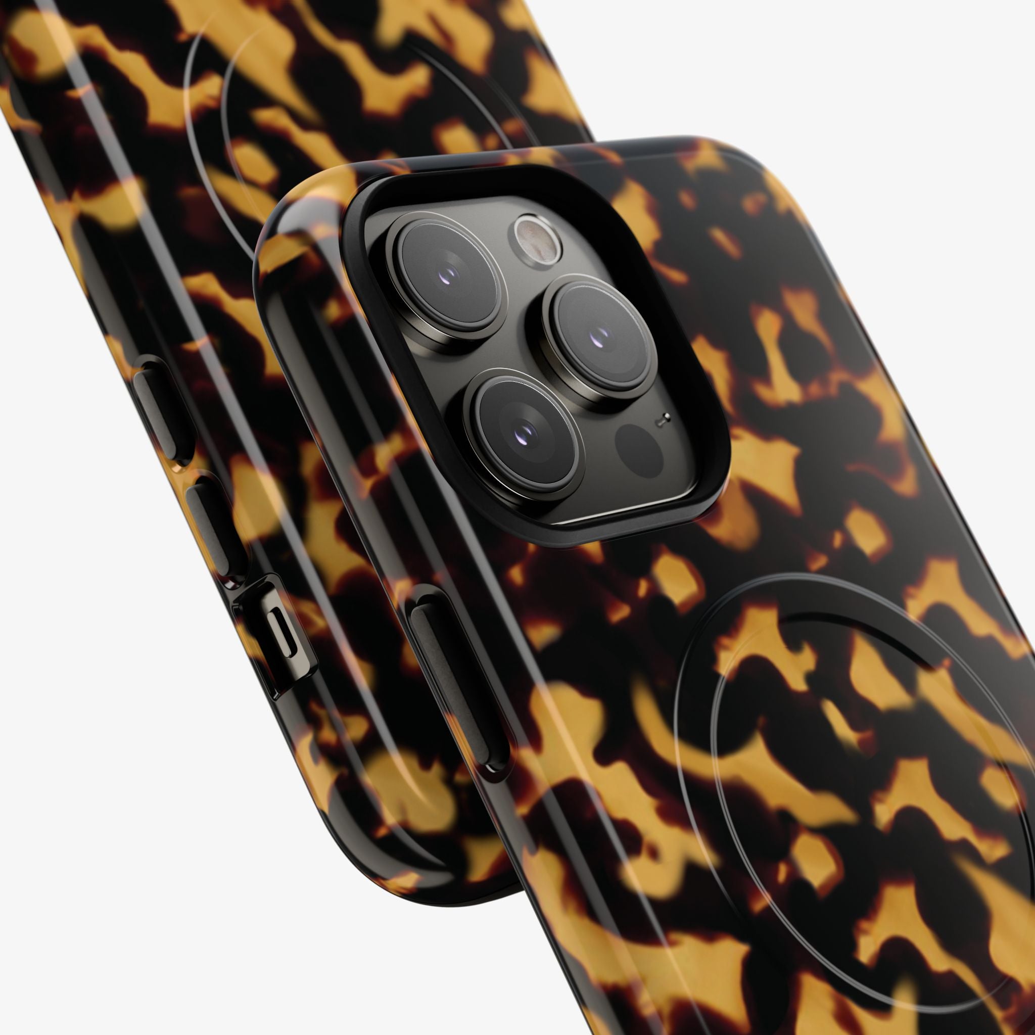 Tortoise Twist (Amber) Signature Series phone case with tortoise pattern in amber glossy finish—triple camera cutouts
