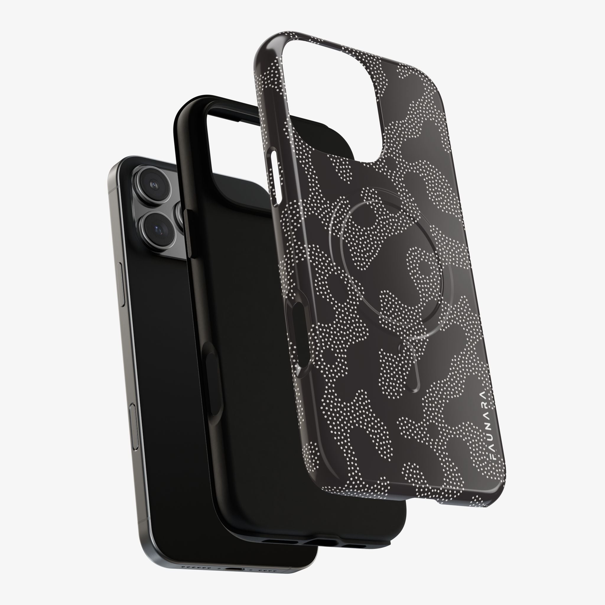 Stealth (Shadow) | Signature Series Phone Case (MagSafe) shows a black phone case with dot pattern—close view.