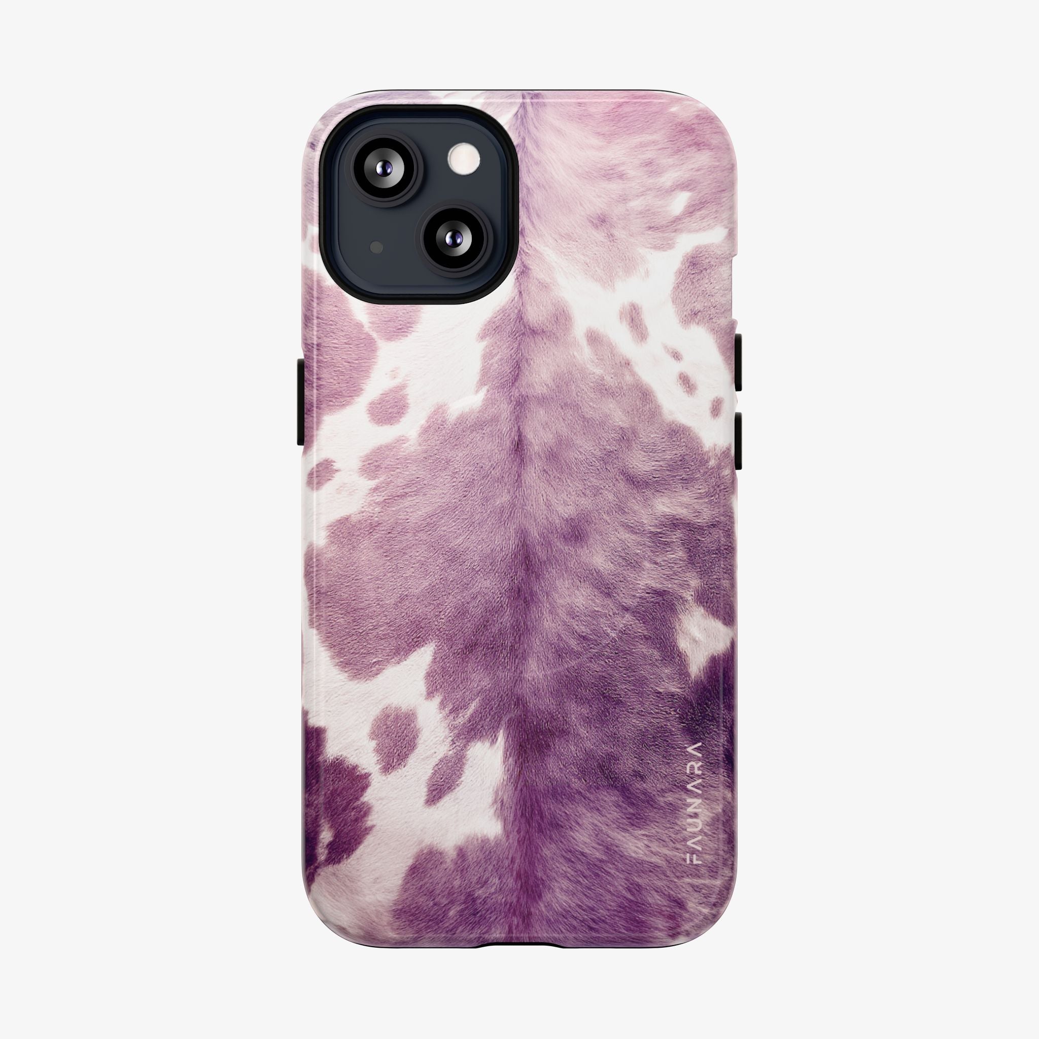 Phone case with a soft velvet texture in rose tones featuring a subtle animal print design, styled for protection and elegance in the Champagne Velvet (Rose) | Signature Series Phone Case (MagSafe).