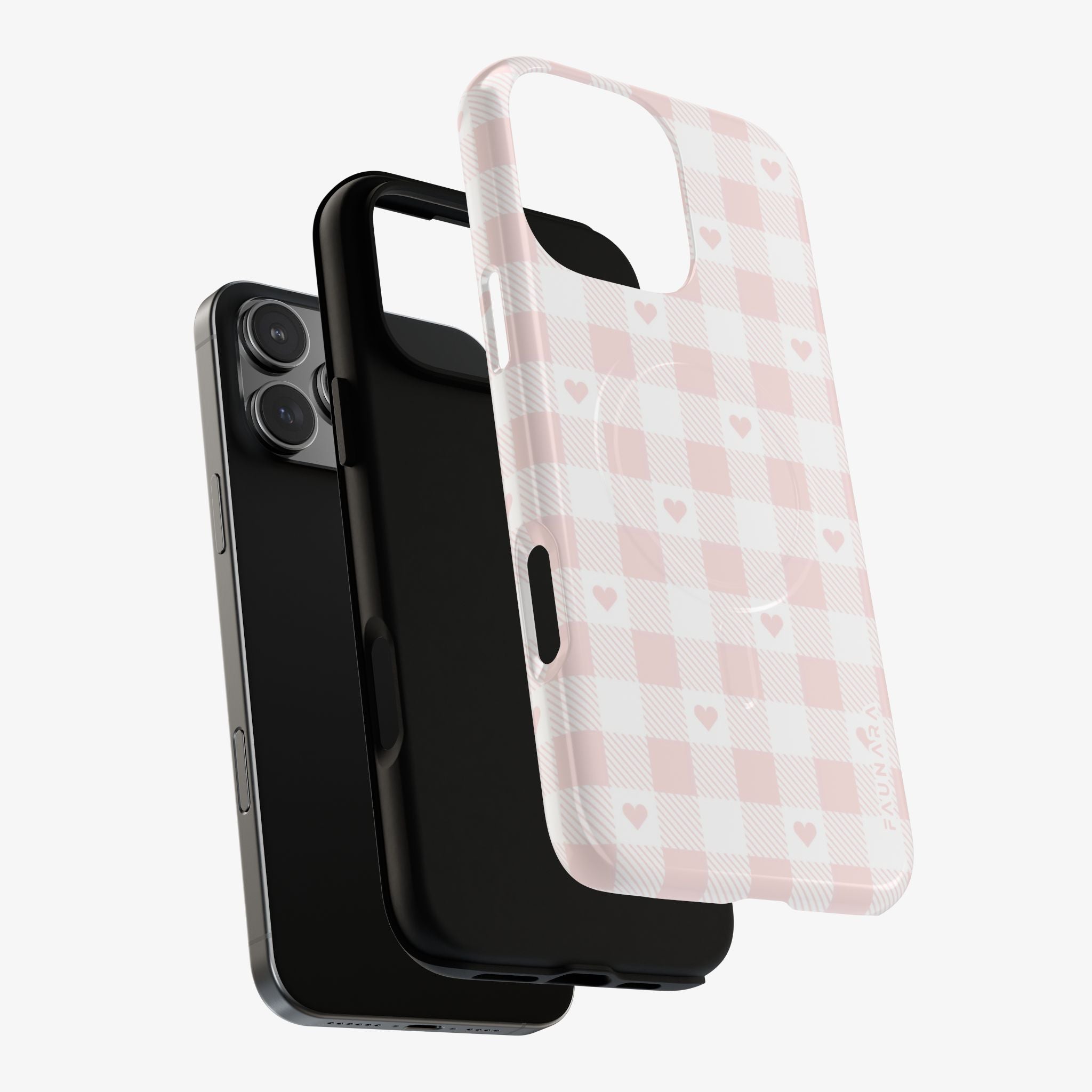 Heartfelt | Signature Series Phone Case (MagSafe) pink phone case with heart plaid pattern and MagSafe rings