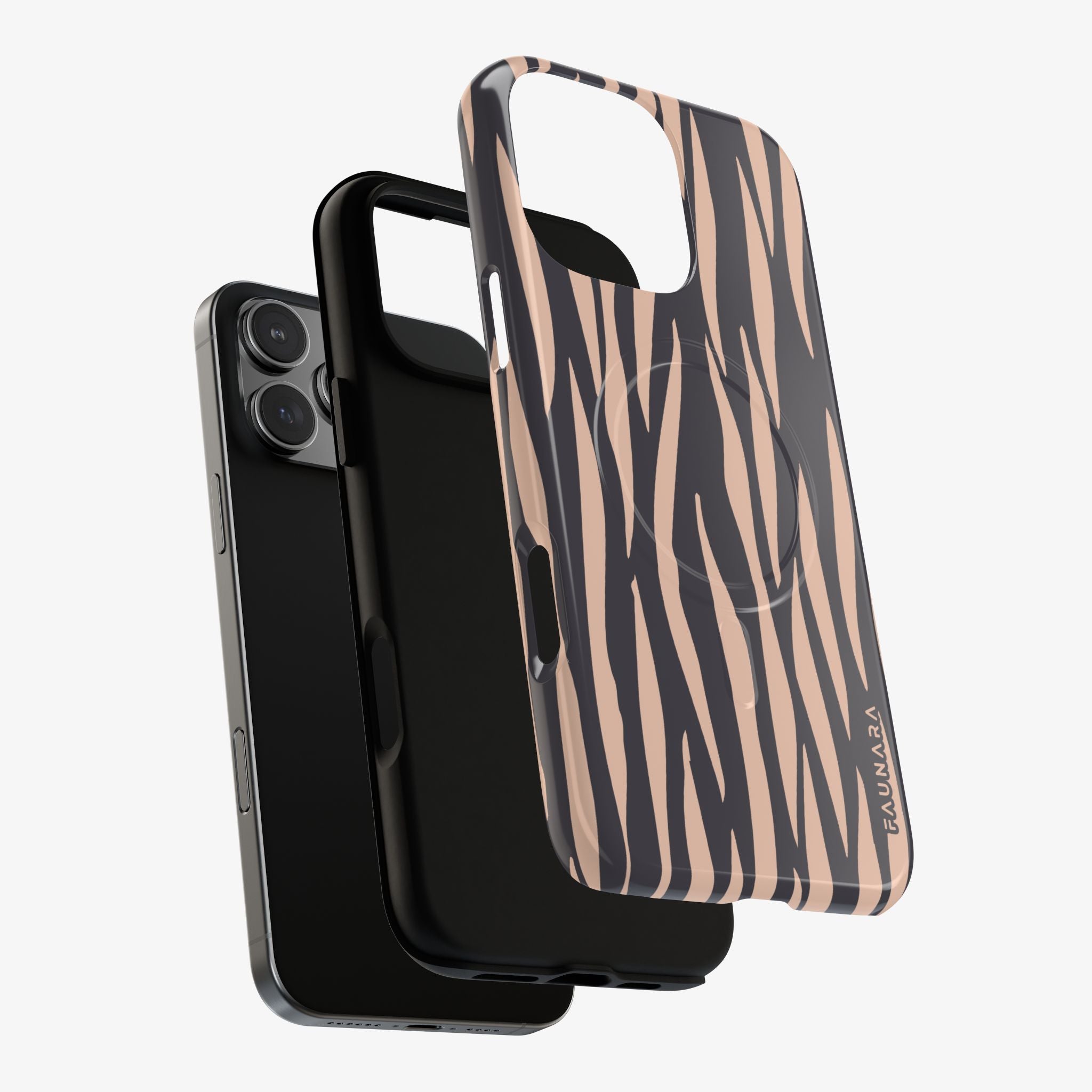 Untamed | Signature Series Phone Case (MagSafe) phone case with warm neutral zebra stripes, glossy finish
