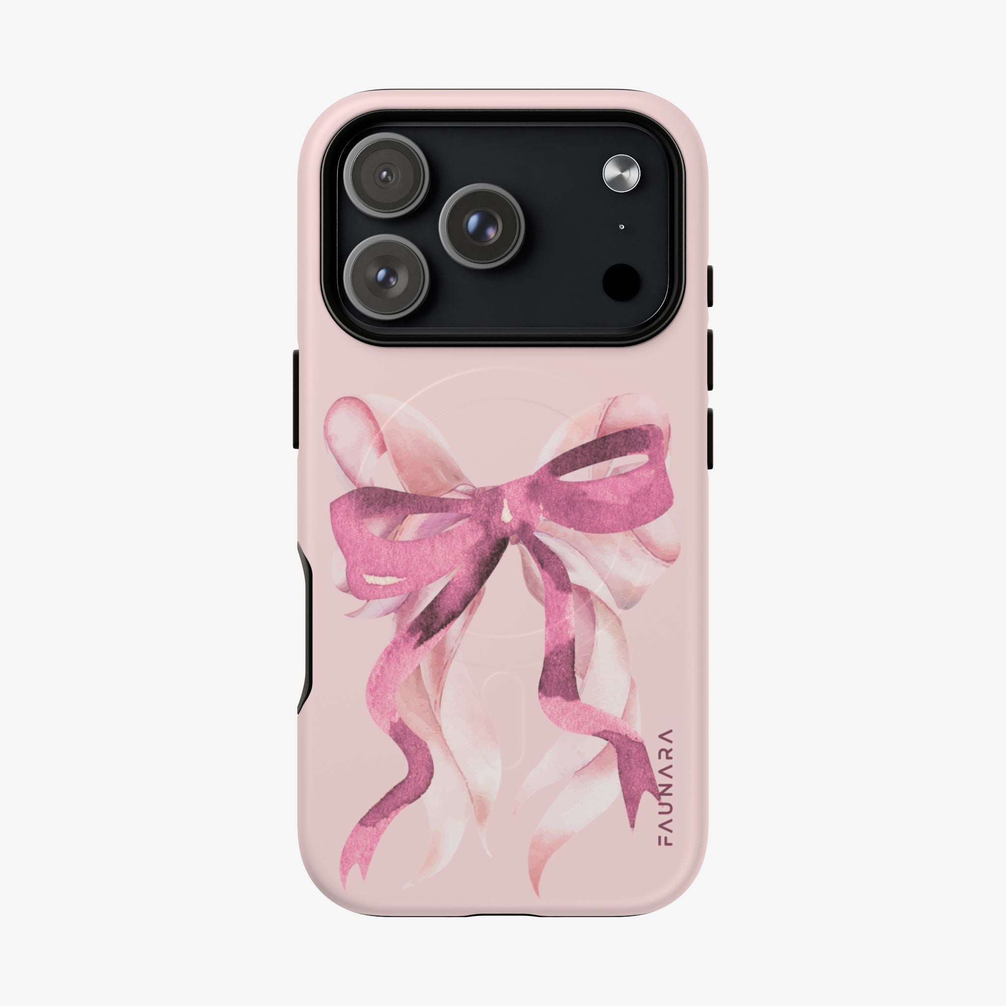 Pink phone case featuring a watercolor-style ballerina ribbon design, offering stylish and protective quality for phones with MagSafe compatibility, Ballerina (Pink) | Signature Series Phone Case (MagSafe).