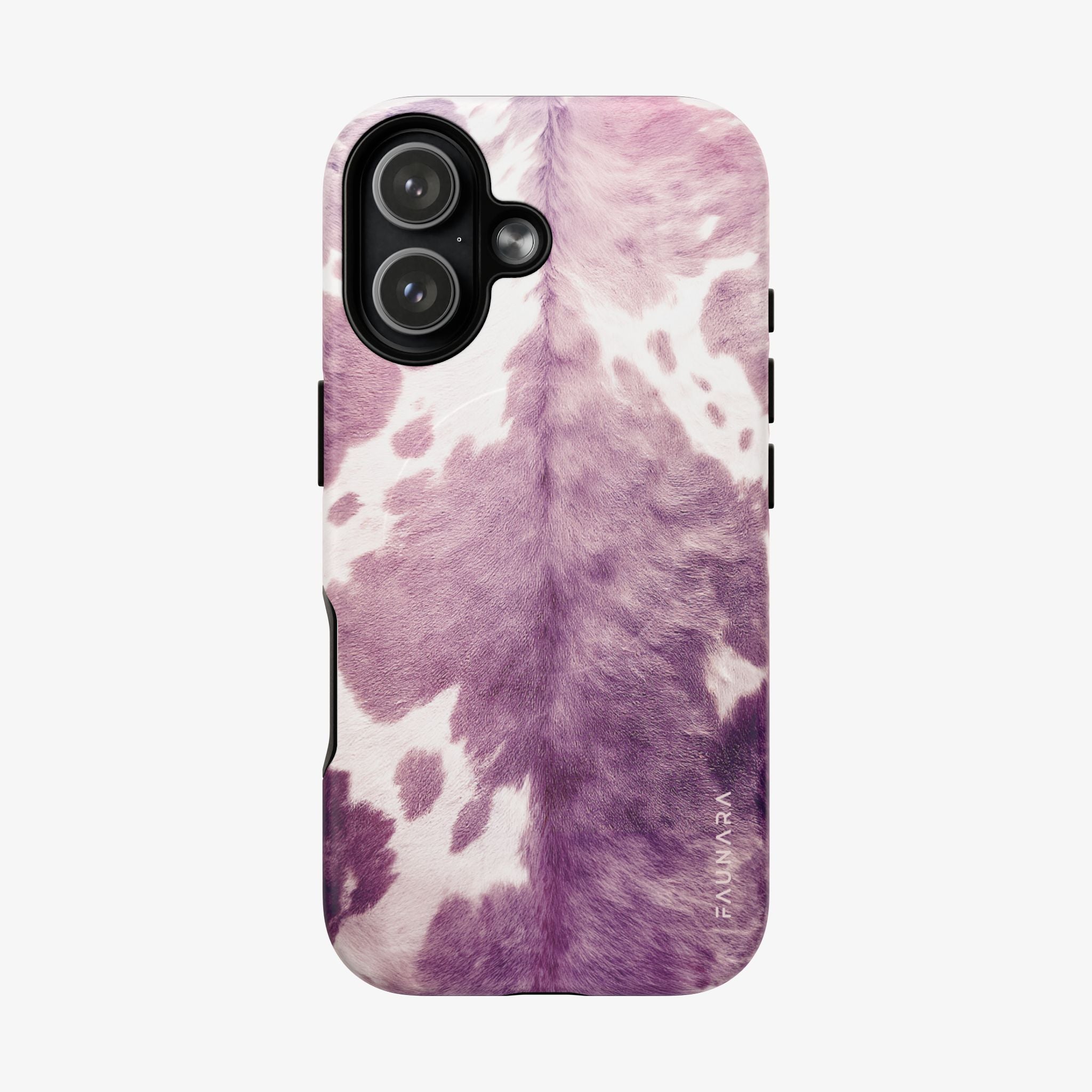 A stylish Champagne Velvet (Rose) | Signature Series Phone Case (MagSafe) featuring a soft rose velvet texture design with subtle FAUNARA branding for elegant phone protection.