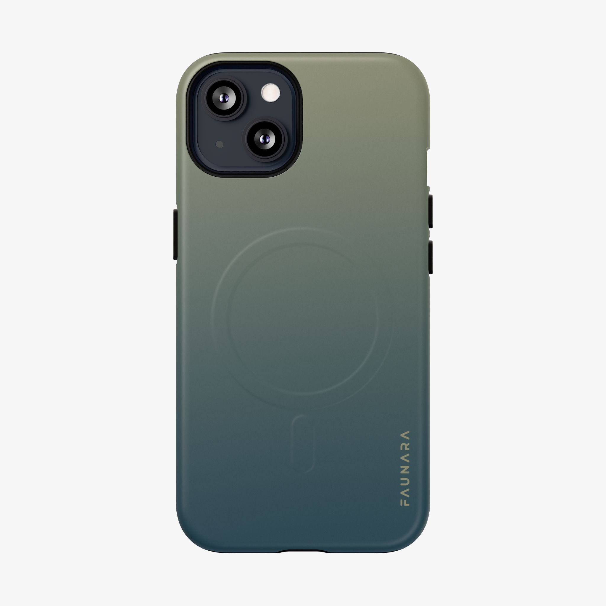 Ombré (Pine) Signature Series phone case with MagSafe in green gradient, showing camera cutouts
