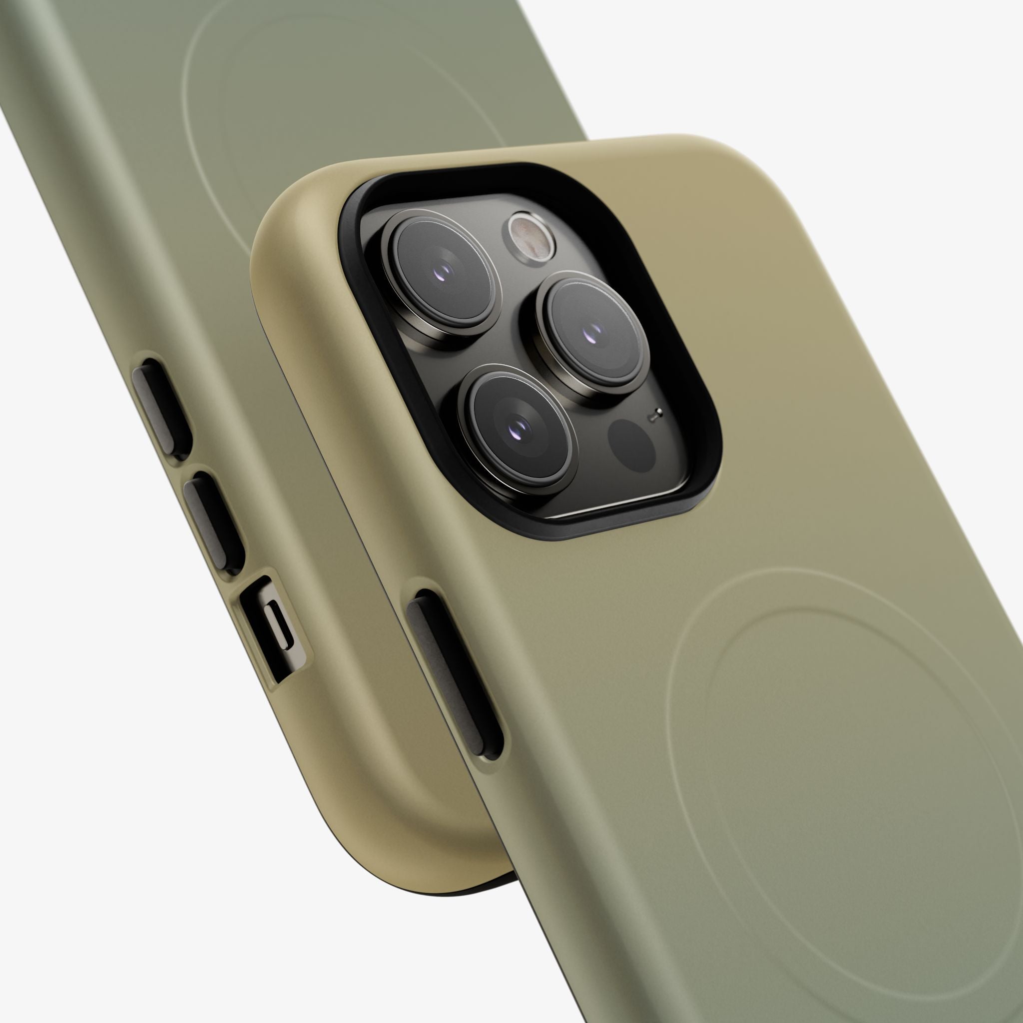 Ombré (Moss) Signature Series phone case with glossy green ombre finish and MagSafe cutout