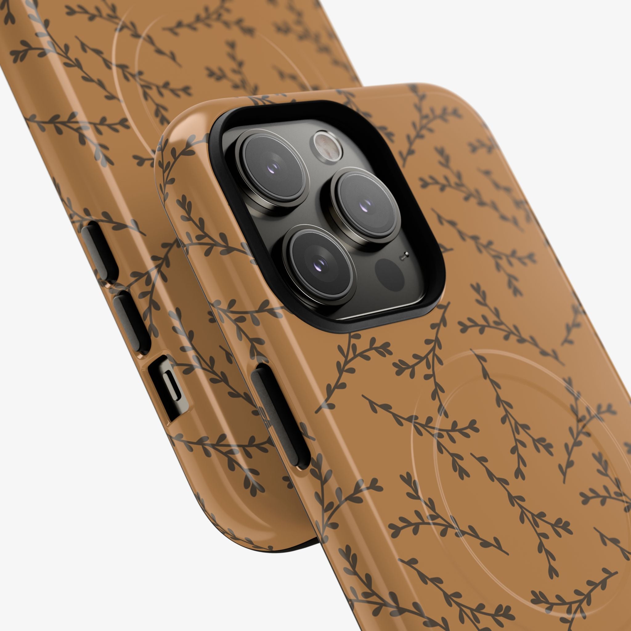 Twigspell Signature Series Phone Case (MagSafe) phone case in warm neutral floral pattern with camera cutouts