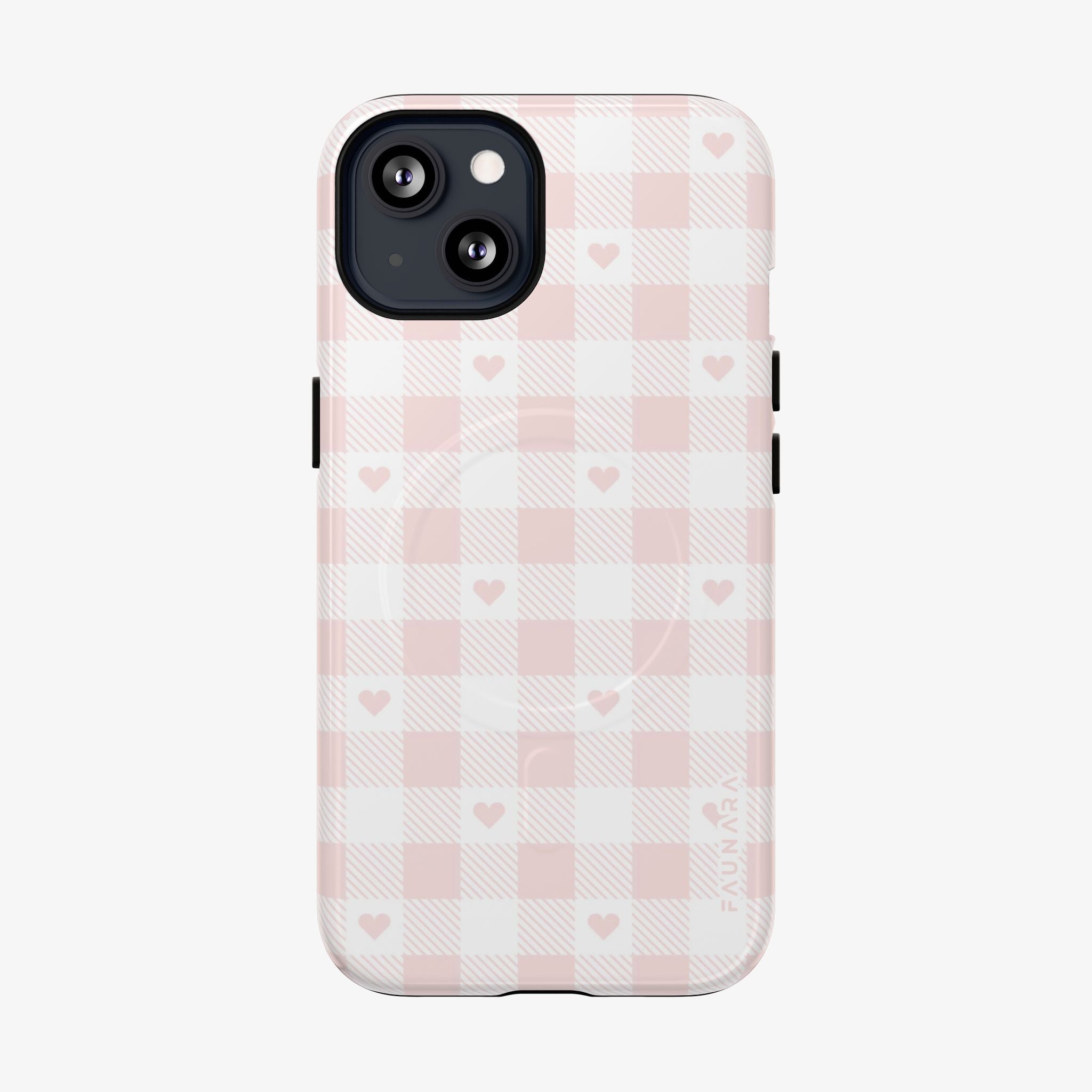 Heartfelt Signature Series Phone Case (MagSafe) phone case pink checkered pattern with small hearts