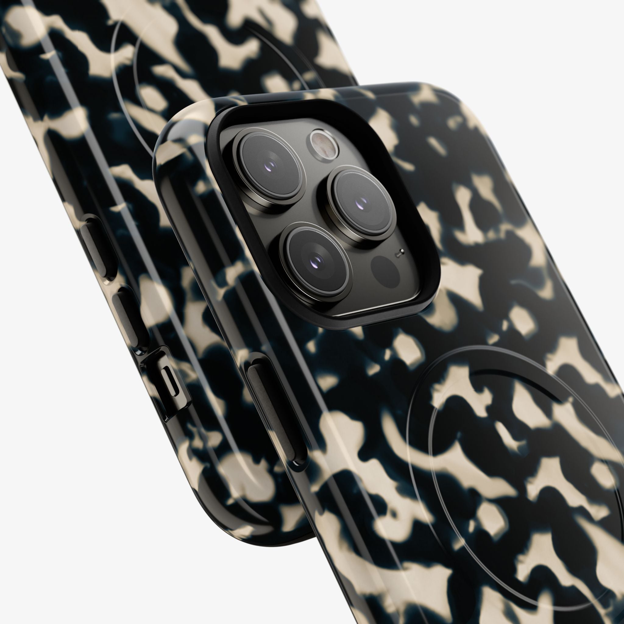 Tortoise Twist (Ivory) Signature Series phone case with MagSafe, glossy tortoise pattern and camera cutouts