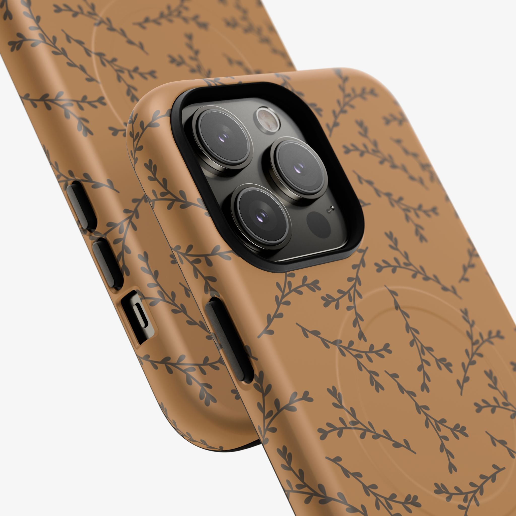 Twigspell | Signature Series Phone Case (MagSafe) by Printify, warm neutral glossy phone case with floral pattern