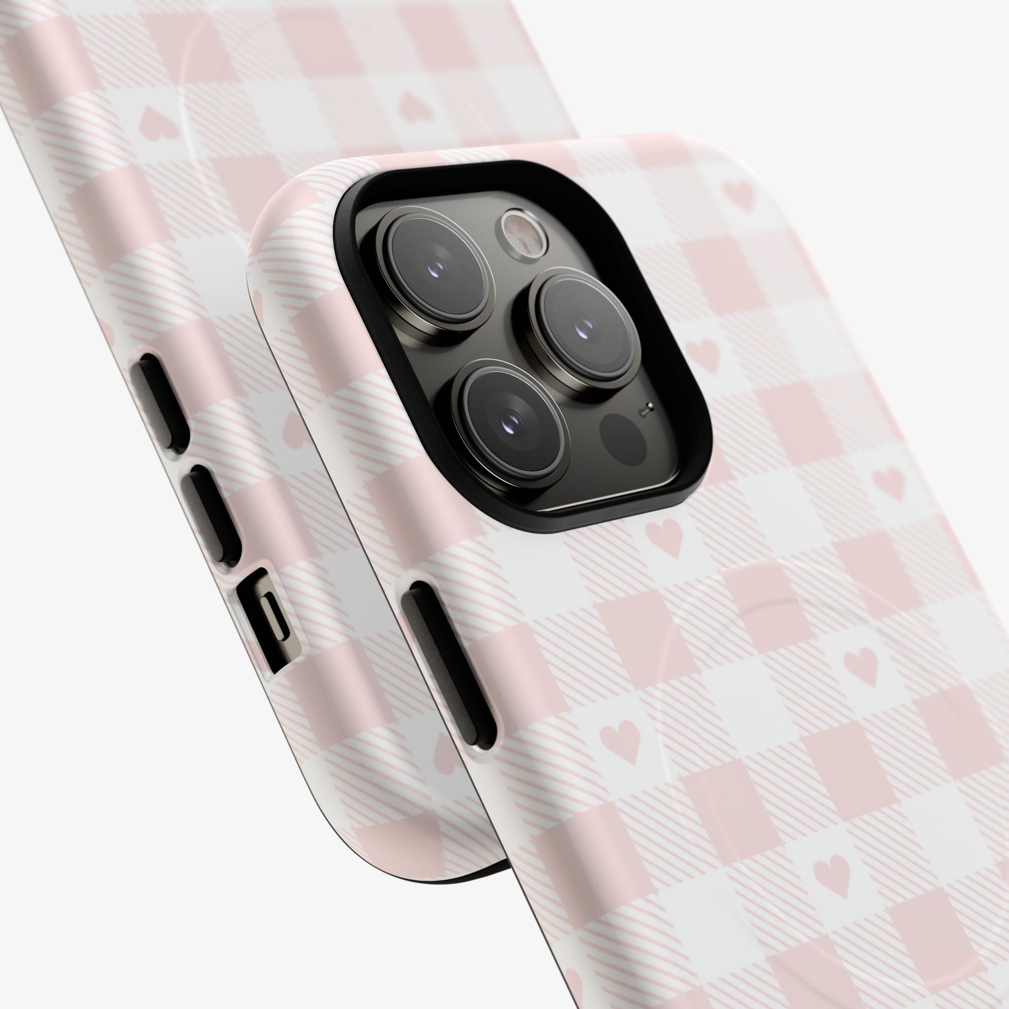 Heartfelt | Signature Series Phone Case (MagSafe) pink heart-and-stripe pattern, phone case with camera cutouts