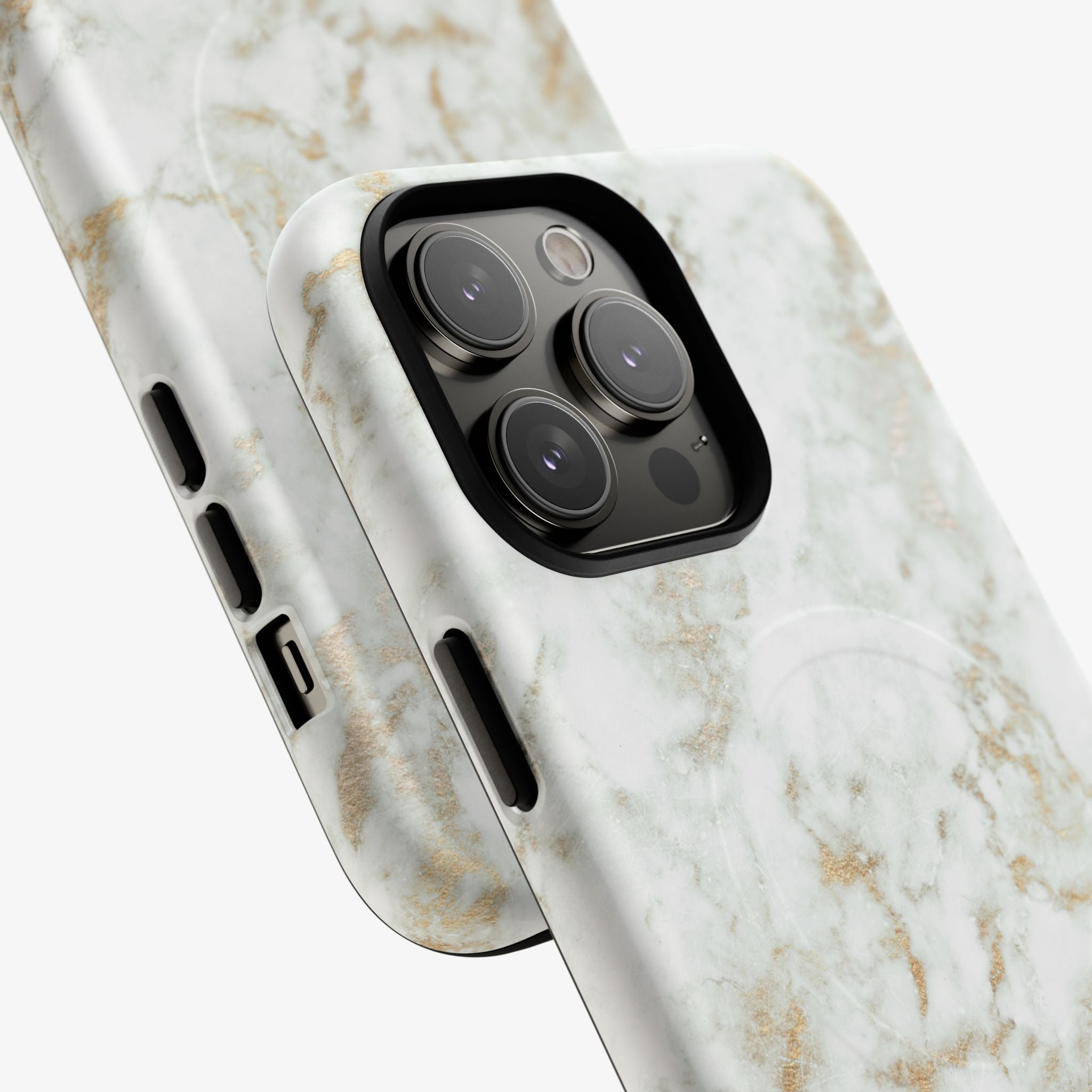 Palazzo | Signature Series Phone Case (MagSafe) phone case in glossy marble white with gold stone pattern.