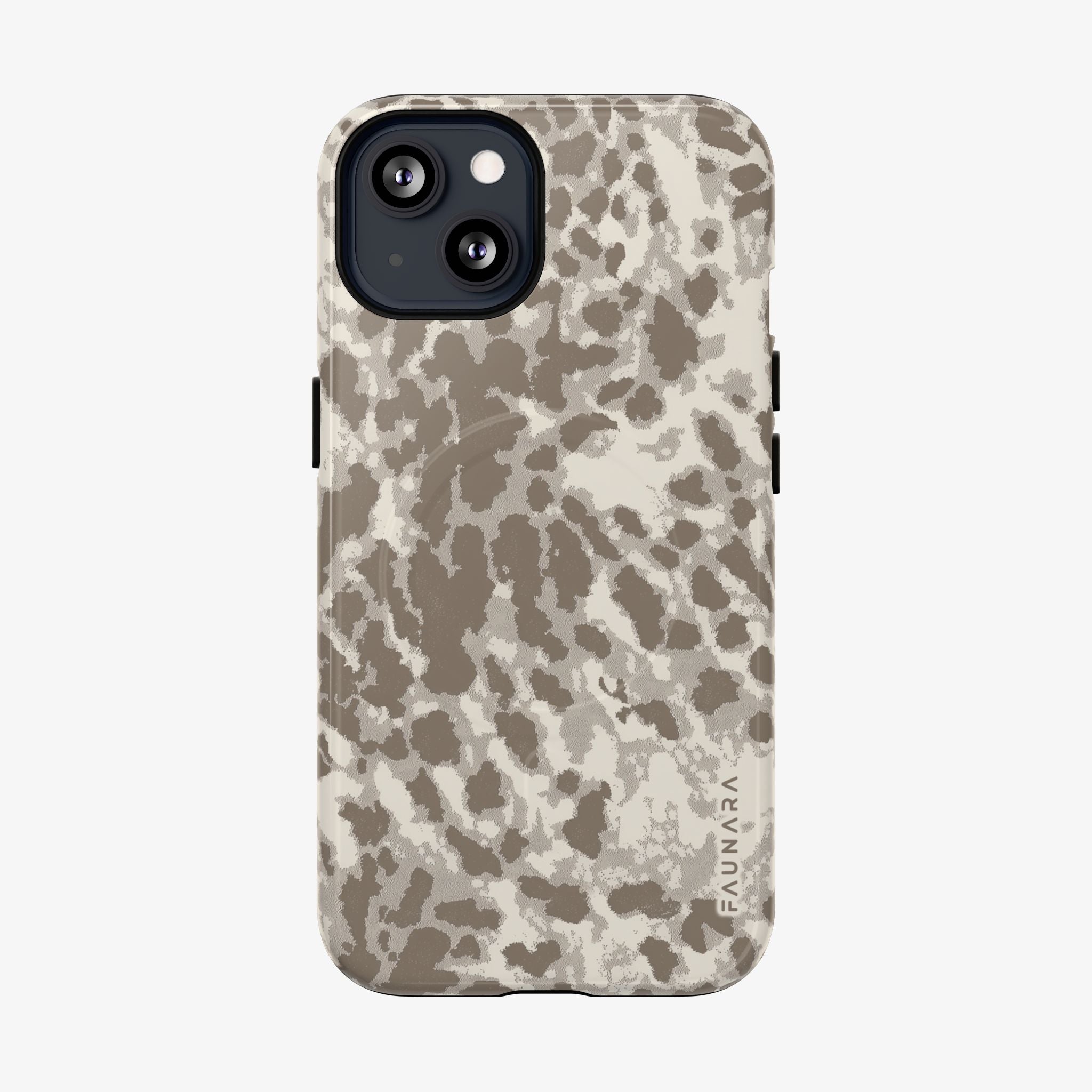 Sandstrike Signature Series Phone Case (MagSafe) in warm neutral animal print phone case with glossy MagSafe look